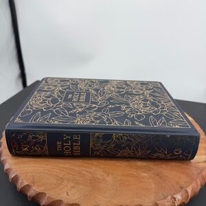 KJV Holy Bible large print Note-Taking Bible Navy W/ Gold Floral
